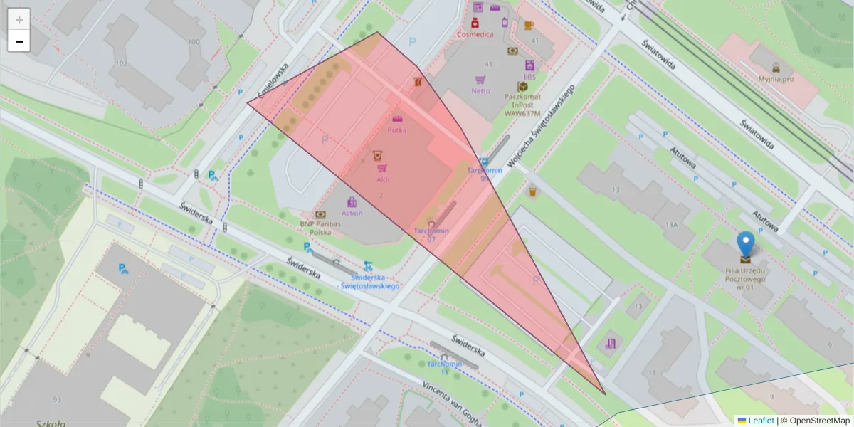 Szczegółowa mapa kodu pocztowego 03-127 z granicami, sąsiednimi kodami pocztowymi i urzędami pocztowymi