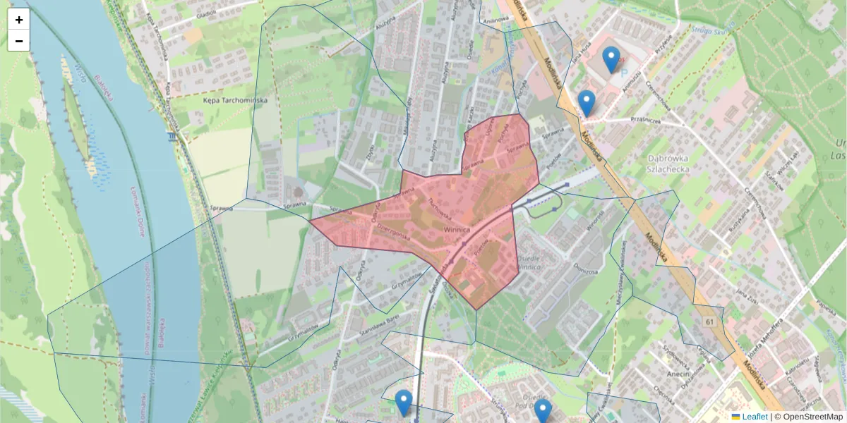 Szczegółowa mapa kodu pocztowego 03-147 z granicami, sąsiednimi kodami pocztowymi i urzędami pocztowymi