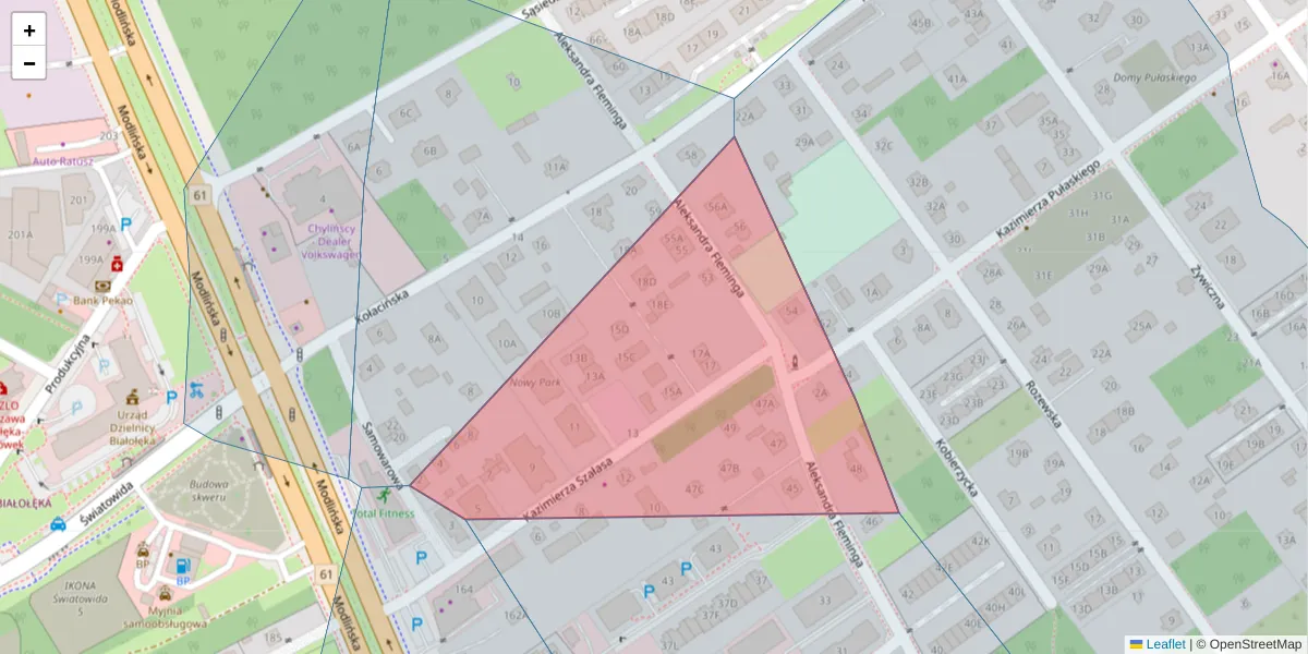 Szczegółowa mapa kodu pocztowego 03-180 z granicami, sąsiednimi kodami pocztowymi i urzędami pocztowymi
