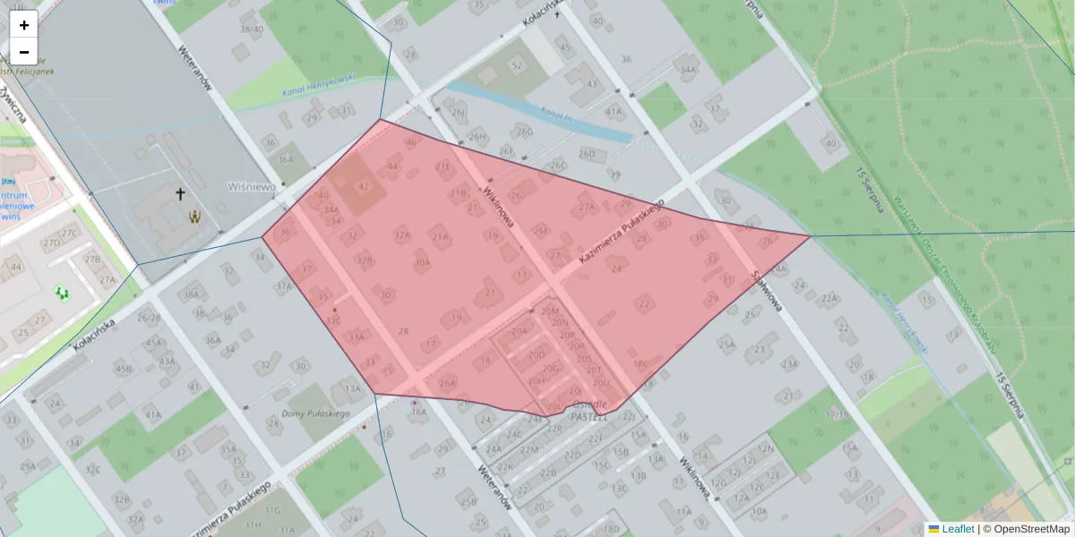 Szczegółowa mapa kodu pocztowego 03-181 z granicami, sąsiednimi kodami pocztowymi i urzędami pocztowymi