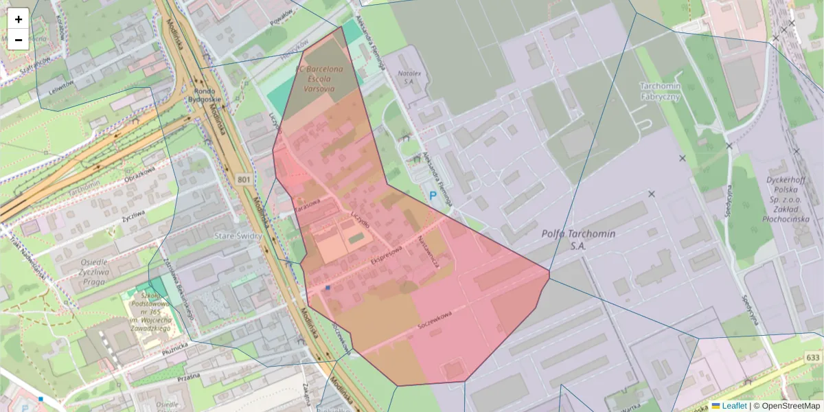 Szczegółowa mapa kodu pocztowego 03-183 z granicami, sąsiednimi kodami pocztowymi i urzędami pocztowymi