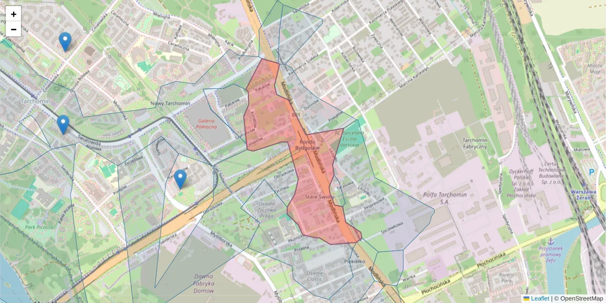 Szczegółowa mapa kodu pocztowego 03-186 z granicami, sąsiednimi kodami pocztowymi i urzędami pocztowymi