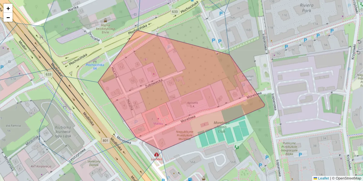 Szczegółowa mapa kodu pocztowego 03-192 z granicami, sąsiednimi kodami pocztowymi i urzędami pocztowymi
