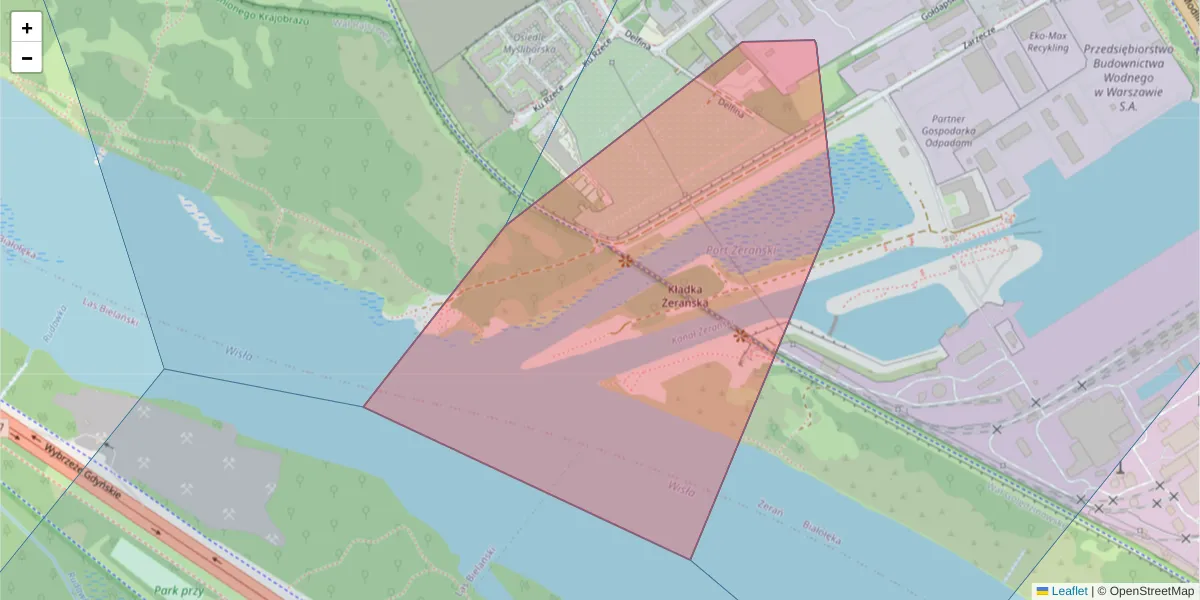 Szczegółowa mapa kodu pocztowego 03-196 z granicami, sąsiednimi kodami pocztowymi i urzędami pocztowymi