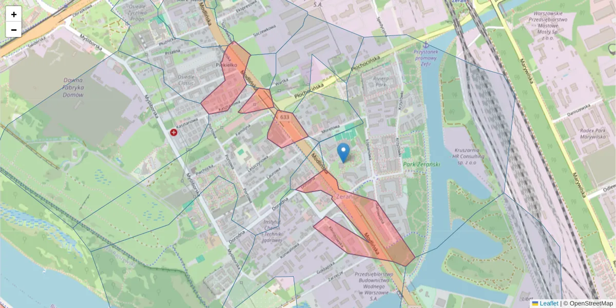 Szczegółowa mapa kodu pocztowego 03-199 z granicami, sąsiednimi kodami pocztowymi i urzędami pocztowymi