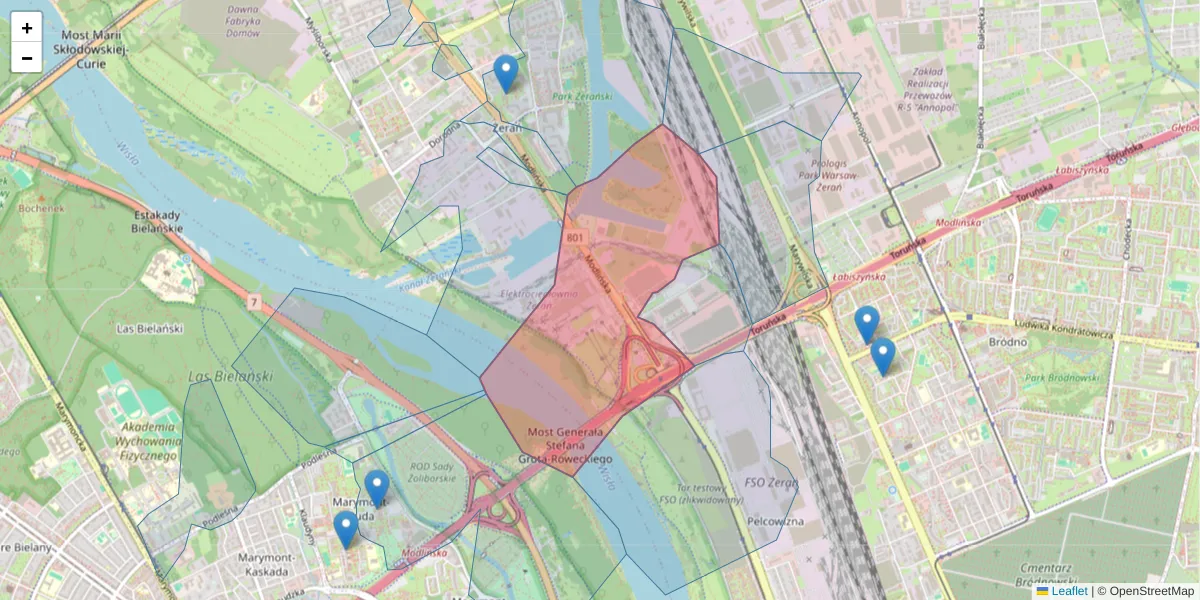Szczegółowa mapa kodu pocztowego 03-216 z granicami, sąsiednimi kodami pocztowymi i urzędami pocztowymi