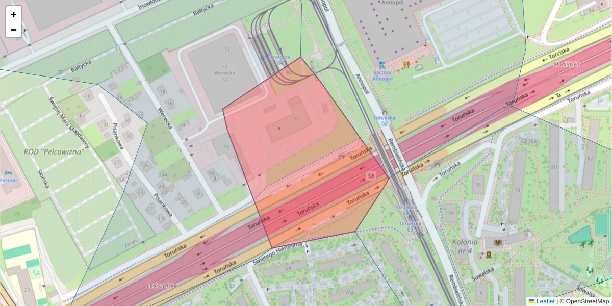 Szczegółowa mapa kodu pocztowego 03-226 z granicami, sąsiednimi kodami pocztowymi i urzędami pocztowymi
