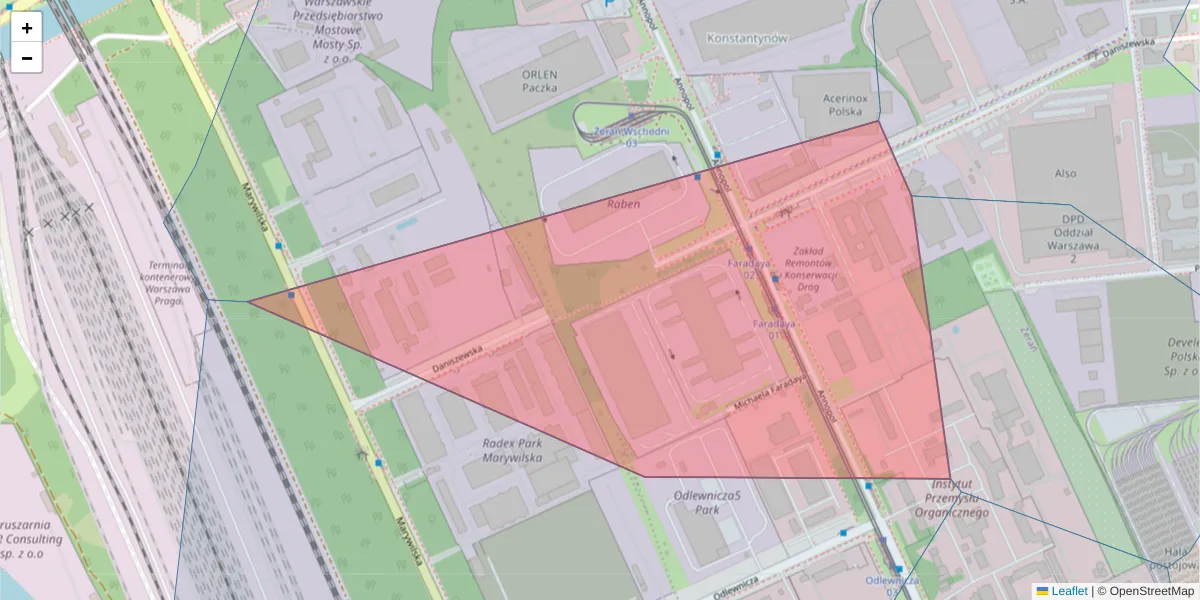 Szczegółowa mapa kodu pocztowego 03-233 z granicami, sąsiednimi kodami pocztowymi i urzędami pocztowymi