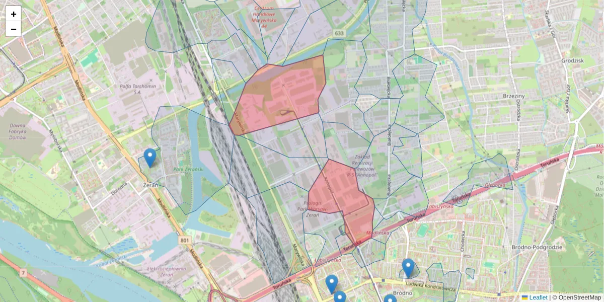 Szczegółowa mapa kodu pocztowego 03-236 z granicami, sąsiednimi kodami pocztowymi i urzędami pocztowymi