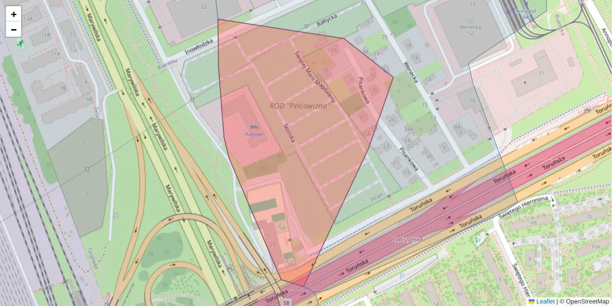 Szczegółowa mapa kodu pocztowego 03-238 z granicami, sąsiednimi kodami pocztowymi i urzędami pocztowymi