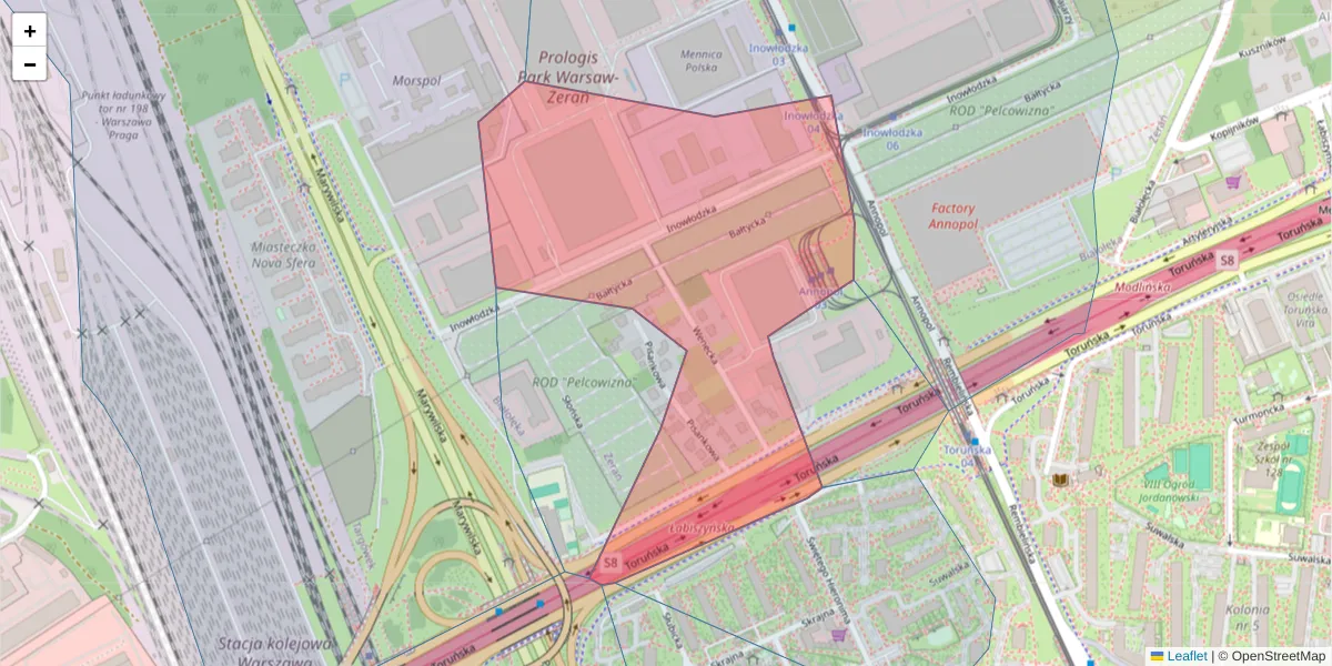 Szczegółowa mapa kodu pocztowego 03-244 z granicami, sąsiednimi kodami pocztowymi i urzędami pocztowymi