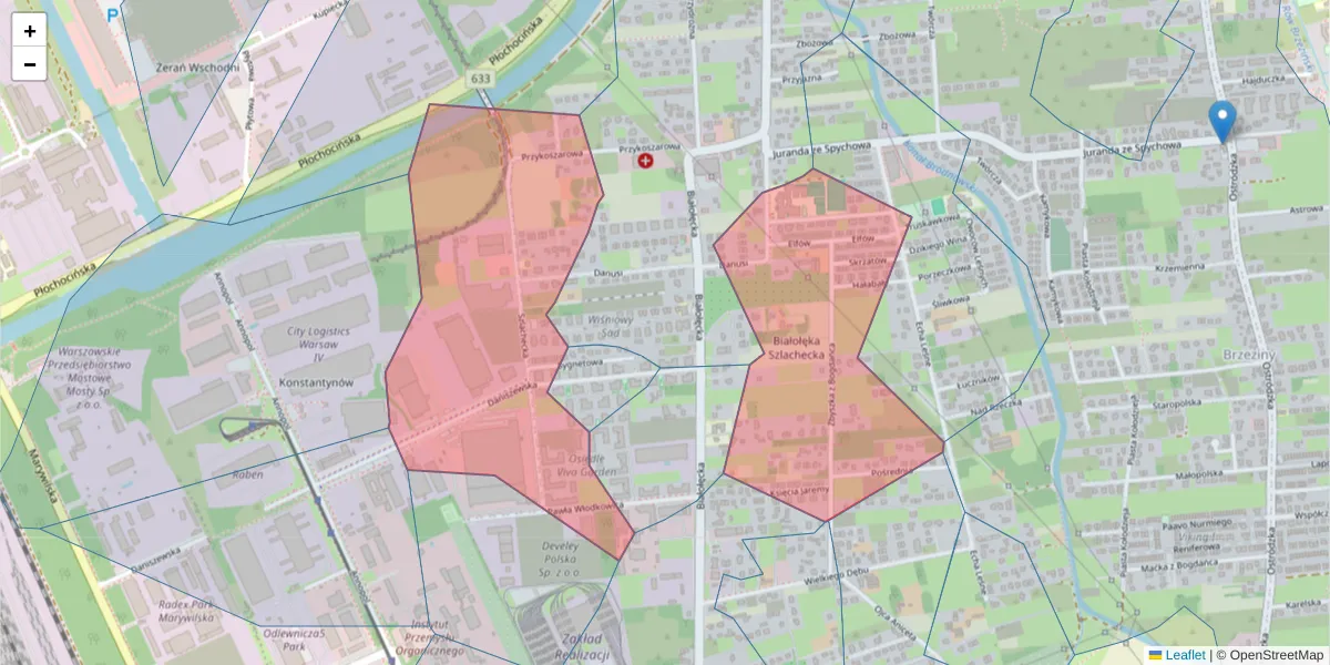 Szczegółowa mapa kodu pocztowego 03-259 z granicami, sąsiednimi kodami pocztowymi i urzędami pocztowymi