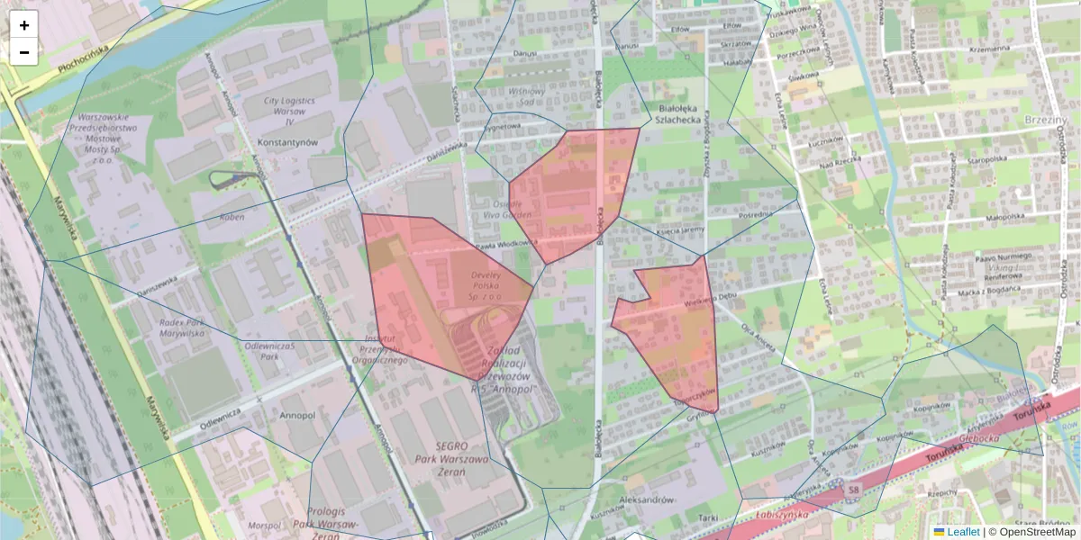 Szczegółowa mapa kodu pocztowego 03-262 z granicami, sąsiednimi kodami pocztowymi i urzędami pocztowymi