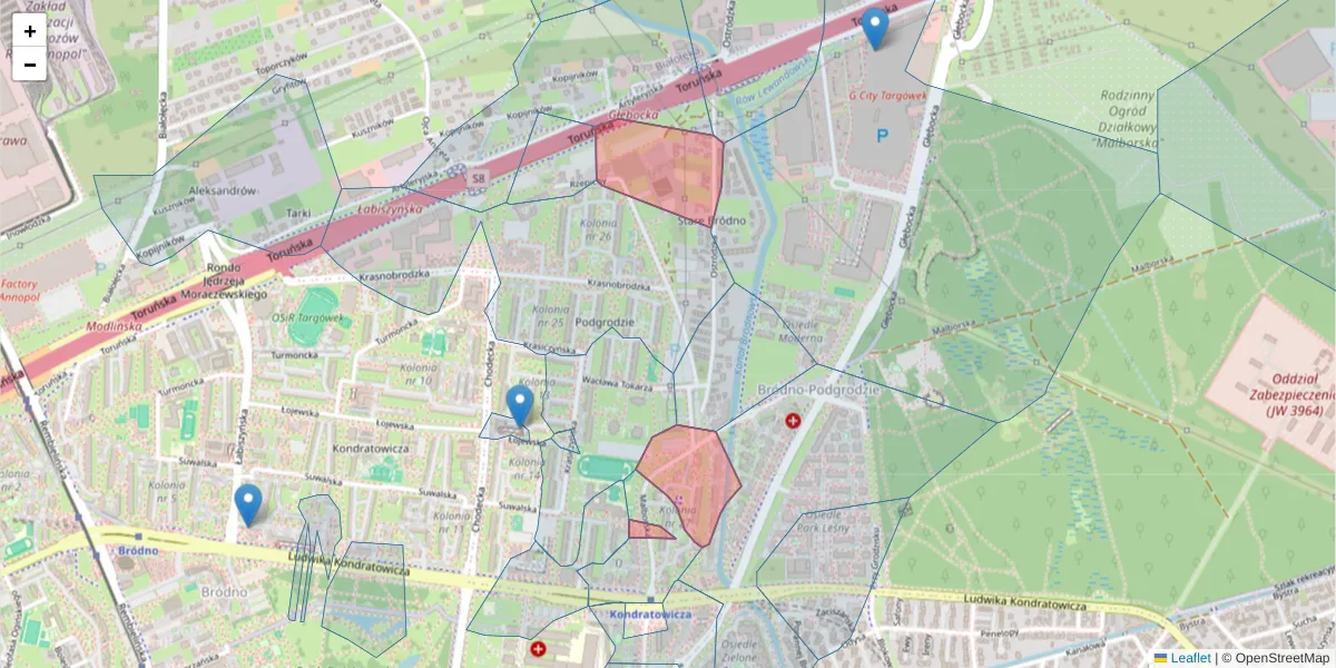 Szczegółowa mapa kodu pocztowego 03-288 z granicami, sąsiednimi kodami pocztowymi i urzędami pocztowymi