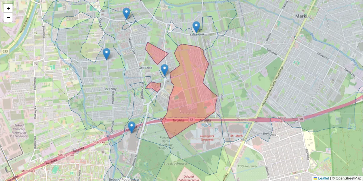 Szczegółowa mapa kodu pocztowego 03-290 z granicami, sąsiednimi kodami pocztowymi i urzędami pocztowymi