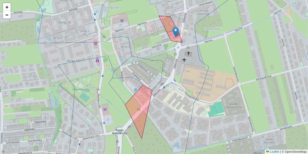 Szczegółowa mapa kodu pocztowego 03-295 z granicami, sąsiednimi kodami pocztowymi i urzędami pocztowymi