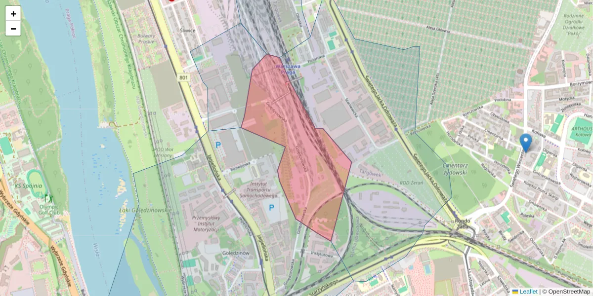 Szczegółowa mapa kodu pocztowego 03-302 z granicami, sąsiednimi kodami pocztowymi i urzędami pocztowymi