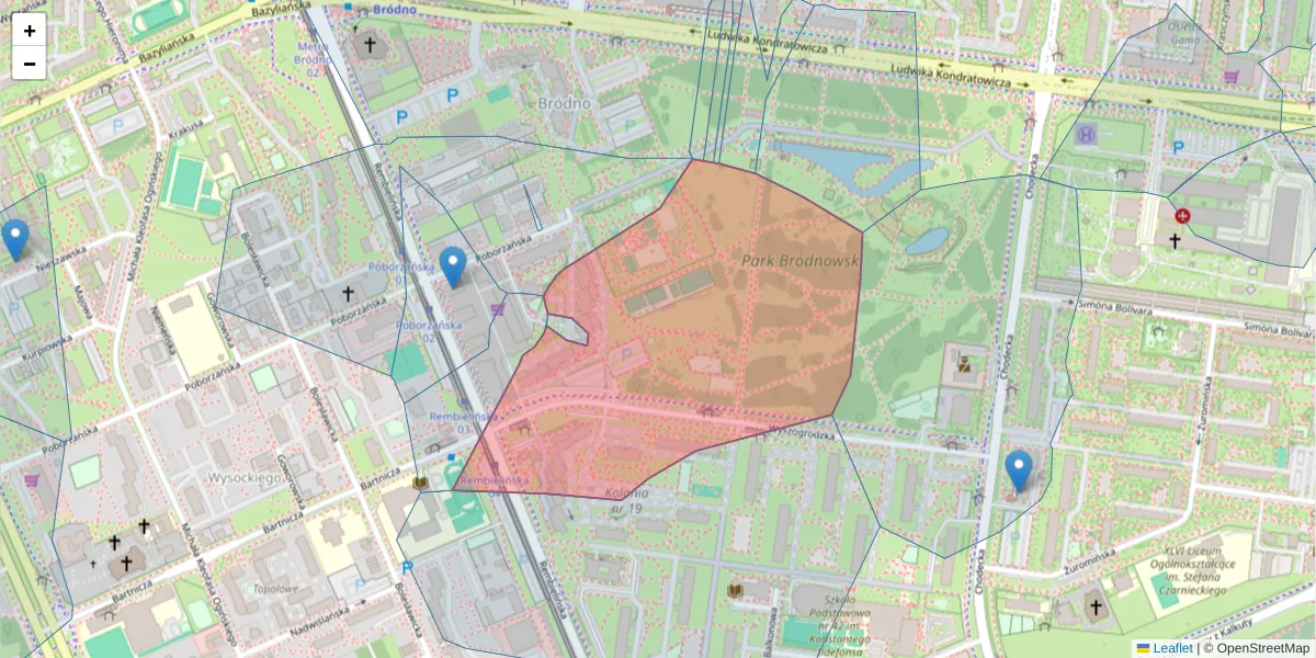 Szczegółowa mapa kodu pocztowego 03-337 z granicami, sąsiednimi kodami pocztowymi i urzędami pocztowymi