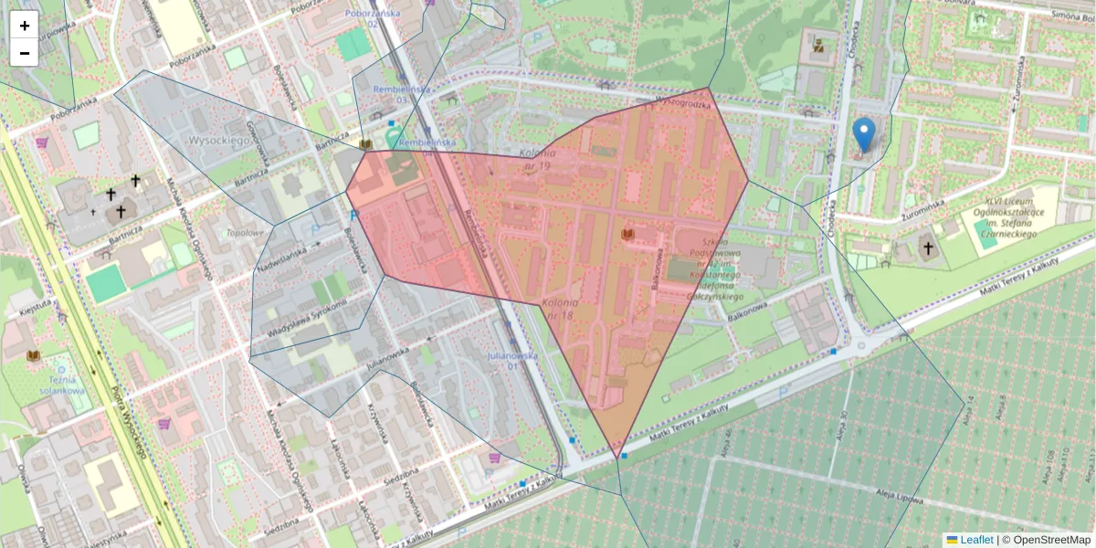 Szczegółowa mapa kodu pocztowego 03-343 z granicami, sąsiednimi kodami pocztowymi i urzędami pocztowymi