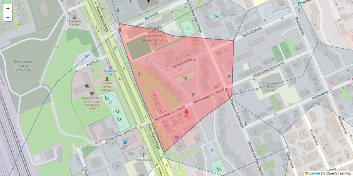 Szczegółowa mapa kodu pocztowego 03-349 z granicami, sąsiednimi kodami pocztowymi i urzędami pocztowymi