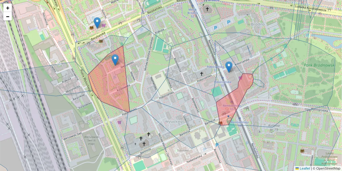 Szczegółowa mapa kodu pocztowego 03-352 z granicami, sąsiednimi kodami pocztowymi i urzędami pocztowymi