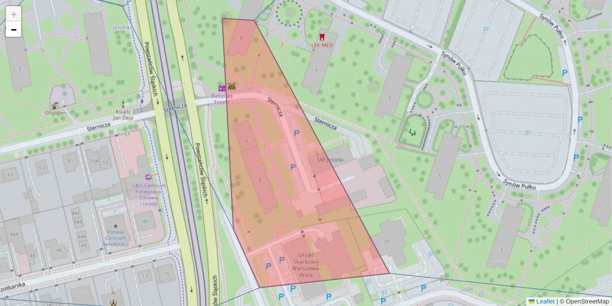 Szczegółowa mapa kodu pocztowego 03-381 z granicami, sąsiednimi kodami pocztowymi i urzędami pocztowymi
