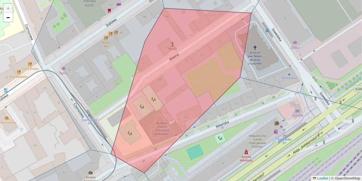 Szczegółowa mapa kodu pocztowego 03-418 z granicami, sąsiednimi kodami pocztowymi i urzędami pocztowymi