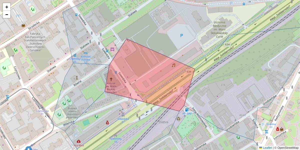 Szczegółowa mapa kodu pocztowego 03-419 z granicami, sąsiednimi kodami pocztowymi i urzędami pocztowymi