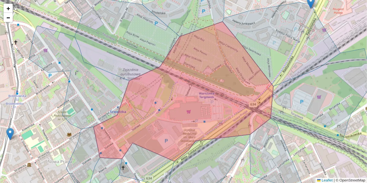 Szczegółowa mapa kodu pocztowego 03-429 z granicami, sąsiednimi kodami pocztowymi i urzędami pocztowymi