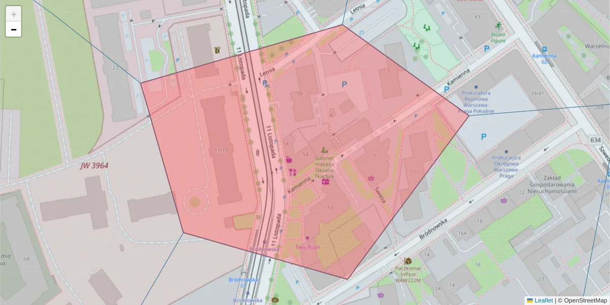 Szczegółowa mapa kodu pocztowego 03-441 z granicami, sąsiednimi kodami pocztowymi i urzędami pocztowymi