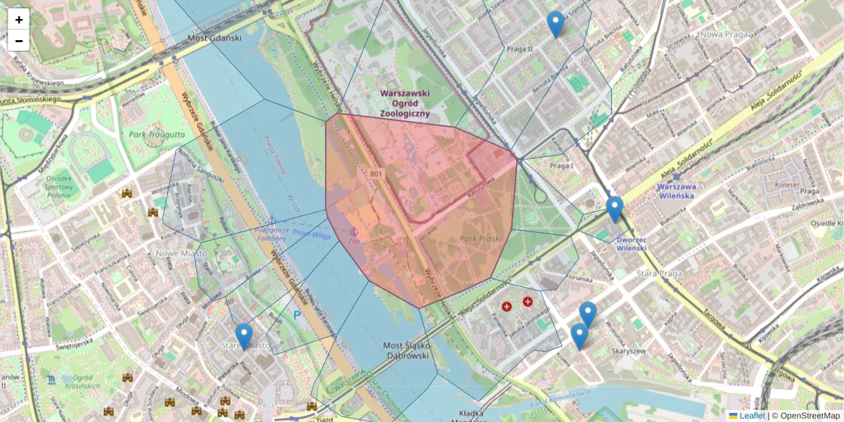 Szczegółowa mapa kodu pocztowego 03-461 z granicami, sąsiednimi kodami pocztowymi i urzędami pocztowymi