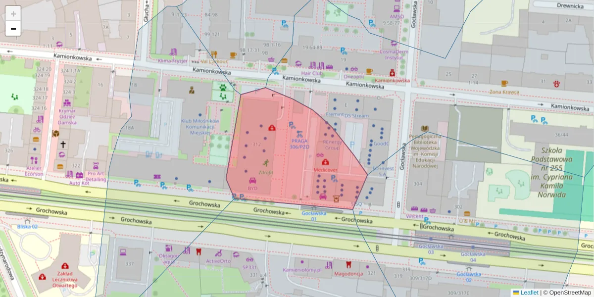Szczegółowa mapa kodu pocztowego 03-480 z granicami, sąsiednimi kodami pocztowymi i urzędami pocztowymi