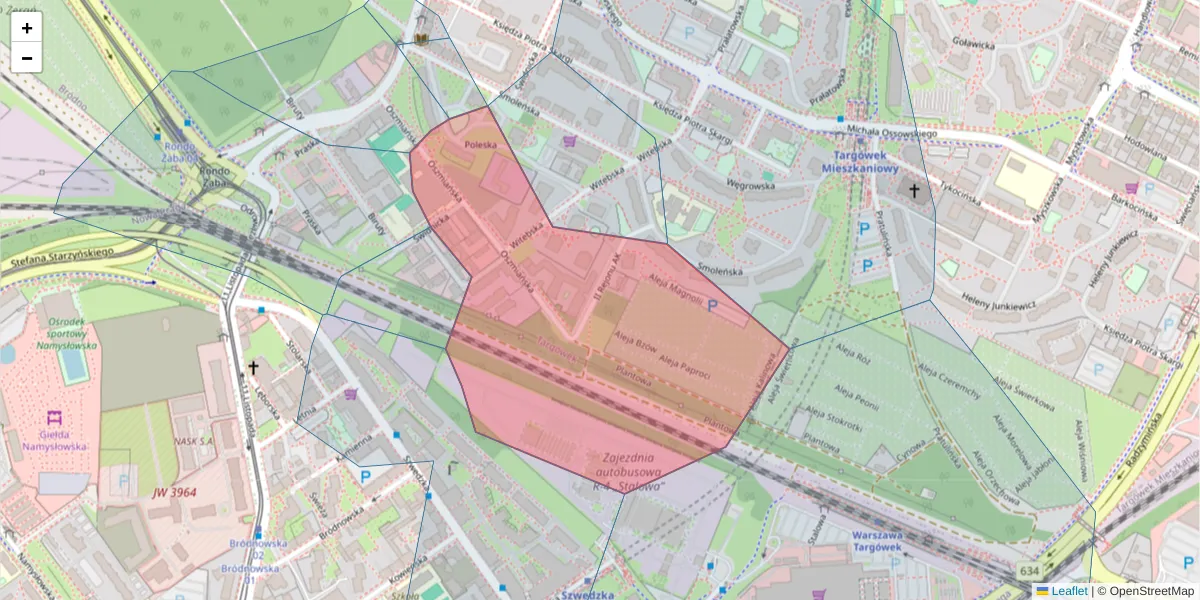Szczegółowa mapa kodu pocztowego 03-503 z granicami, sąsiednimi kodami pocztowymi i urzędami pocztowymi