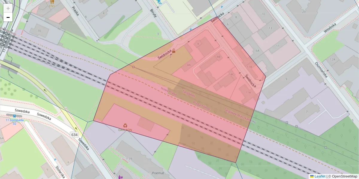 Szczegółowa mapa kodu pocztowego 03-509 z granicami, sąsiednimi kodami pocztowymi i urzędami pocztowymi