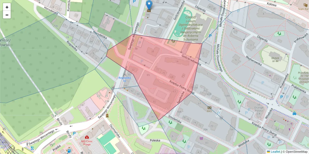 Szczegółowa mapa kodu pocztowego 03-516 z granicami, sąsiednimi kodami pocztowymi i urzędami pocztowymi