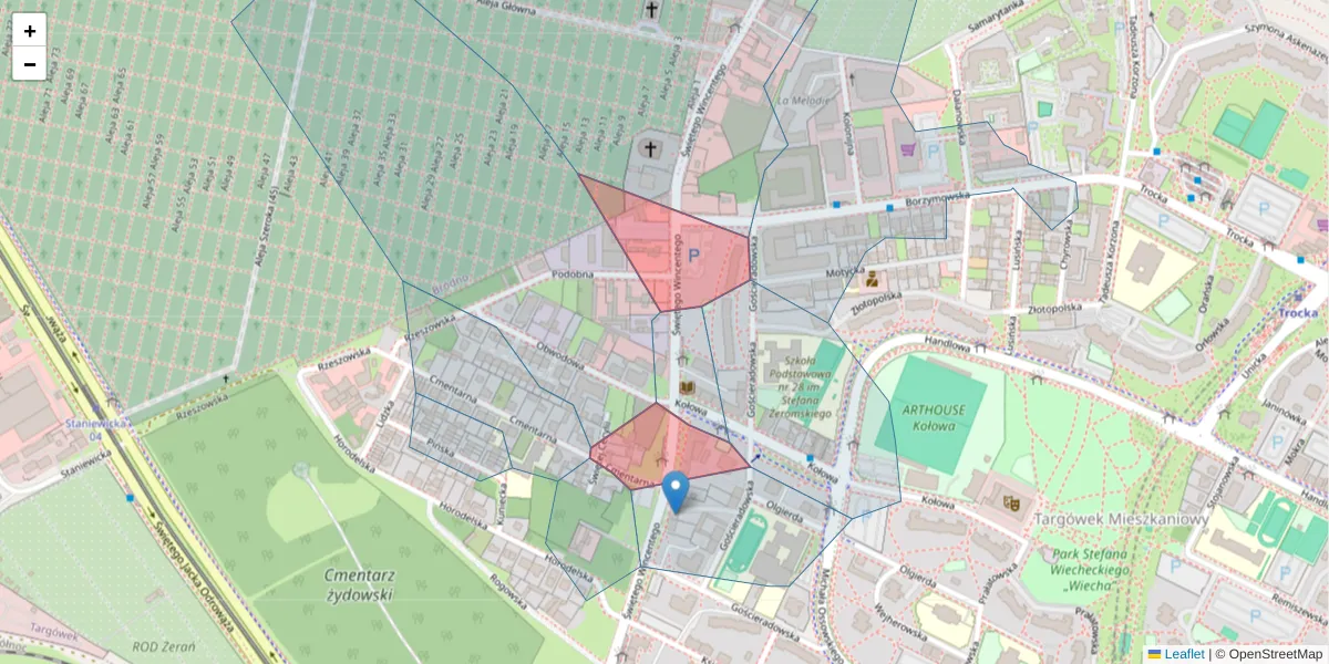 Szczegółowa mapa kodu pocztowego 03-530 z granicami, sąsiednimi kodami pocztowymi i urzędami pocztowymi