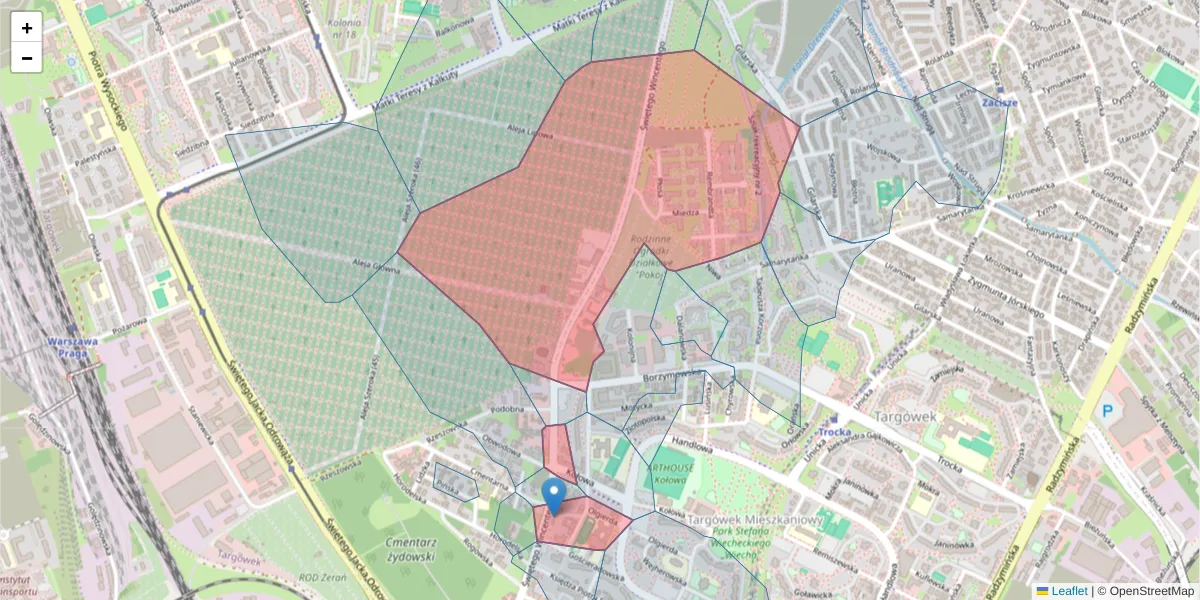 Szczegółowa mapa kodu pocztowego 03-531 z granicami, sąsiednimi kodami pocztowymi i urzędami pocztowymi