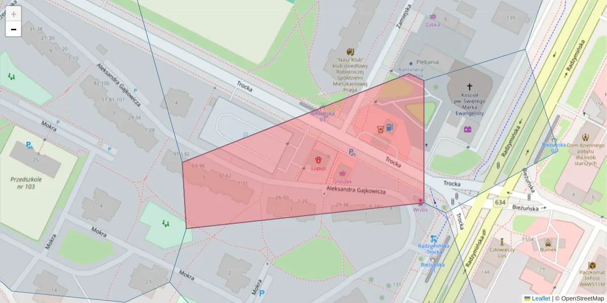 Szczegółowa mapa kodu pocztowego 03-563 z granicami, sąsiednimi kodami pocztowymi i urzędami pocztowymi