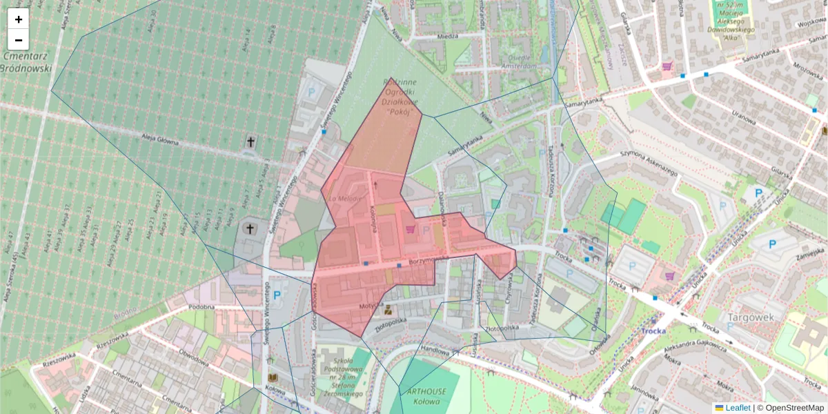 Szczegółowa mapa kodu pocztowego 03-565 z granicami, sąsiednimi kodami pocztowymi i urzędami pocztowymi