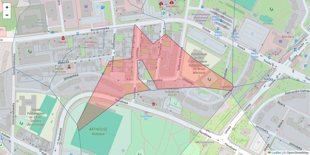 Szczegółowa mapa kodu pocztowego 03-569 z granicami, sąsiednimi kodami pocztowymi i urzędami pocztowymi
