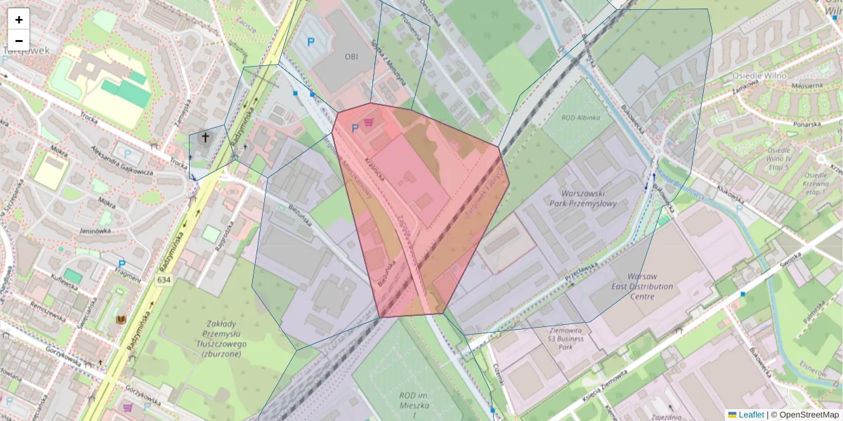 Szczegółowa mapa kodu pocztowego 03-579 z granicami, sąsiednimi kodami pocztowymi i urzędami pocztowymi