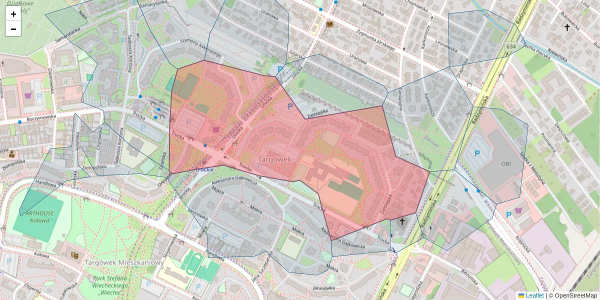 Szczegółowa mapa kodu pocztowego 03-580 z granicami, sąsiednimi kodami pocztowymi i urzędami pocztowymi
