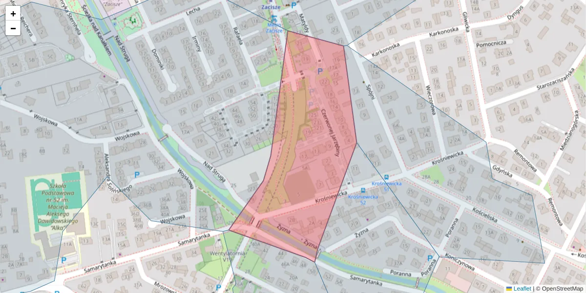 Szczegółowa mapa kodu pocztowego 03-601 z granicami, sąsiednimi kodami pocztowymi i urzędami pocztowymi