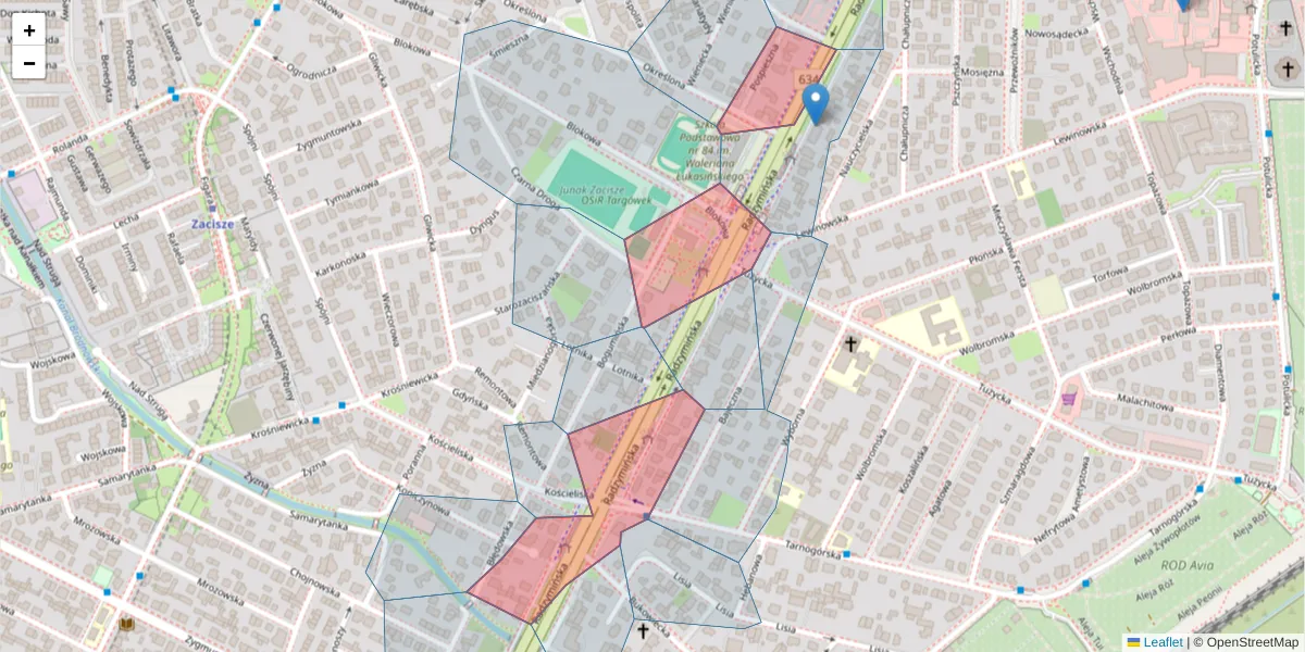 Szczegółowa mapa kodu pocztowego 03-611 z granicami, sąsiednimi kodami pocztowymi i urzędami pocztowymi