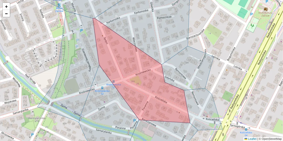 Szczegółowa mapa kodu pocztowego 03-614 z granicami, sąsiednimi kodami pocztowymi i urzędami pocztowymi