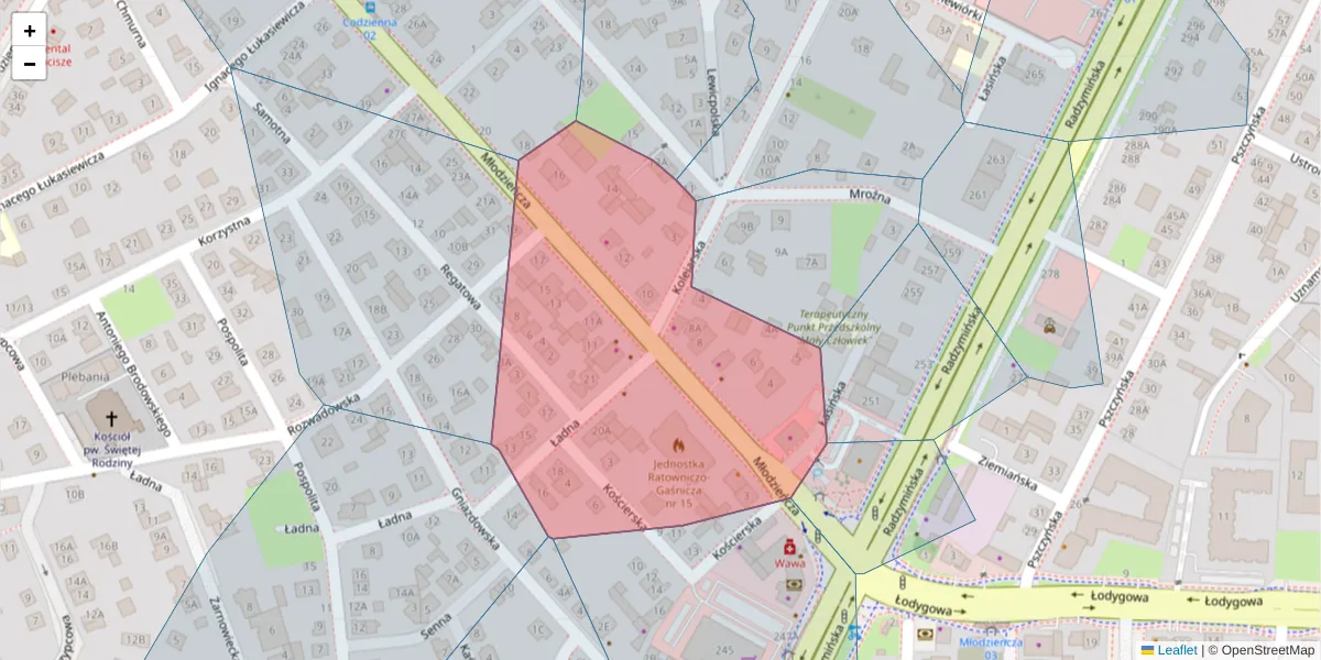 Szczegółowa mapa kodu pocztowego 03-655 z granicami, sąsiednimi kodami pocztowymi i urzędami pocztowymi