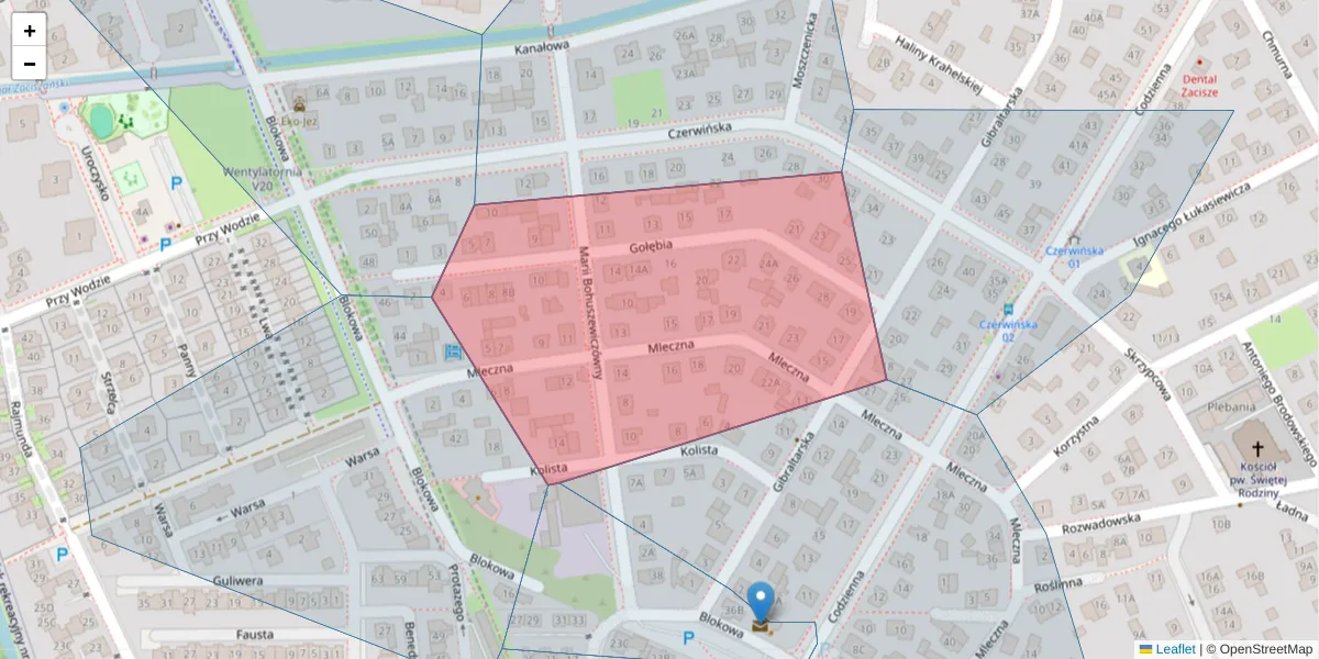 Szczegółowa mapa kodu pocztowego 03-662 z granicami, sąsiednimi kodami pocztowymi i urzędami pocztowymi