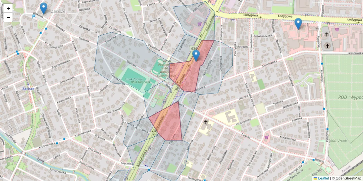 Szczegółowa mapa kodu pocztowego 03-674 z granicami, sąsiednimi kodami pocztowymi i urzędami pocztowymi