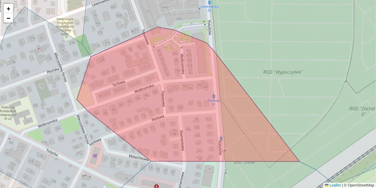 Szczegółowa mapa kodu pocztowego 03-686 z granicami, sąsiednimi kodami pocztowymi i urzędami pocztowymi
