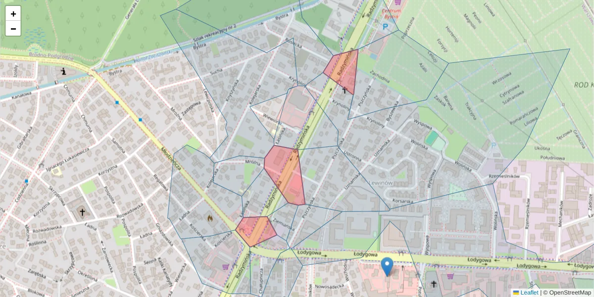 Szczegółowa mapa kodu pocztowego 03-694 z granicami, sąsiednimi kodami pocztowymi i urzędami pocztowymi